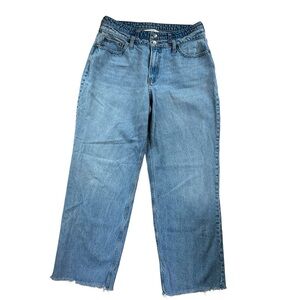 Abercrombie Loose High Rise Curve Love Double Button Raw Hem Jeans Sz 31/12